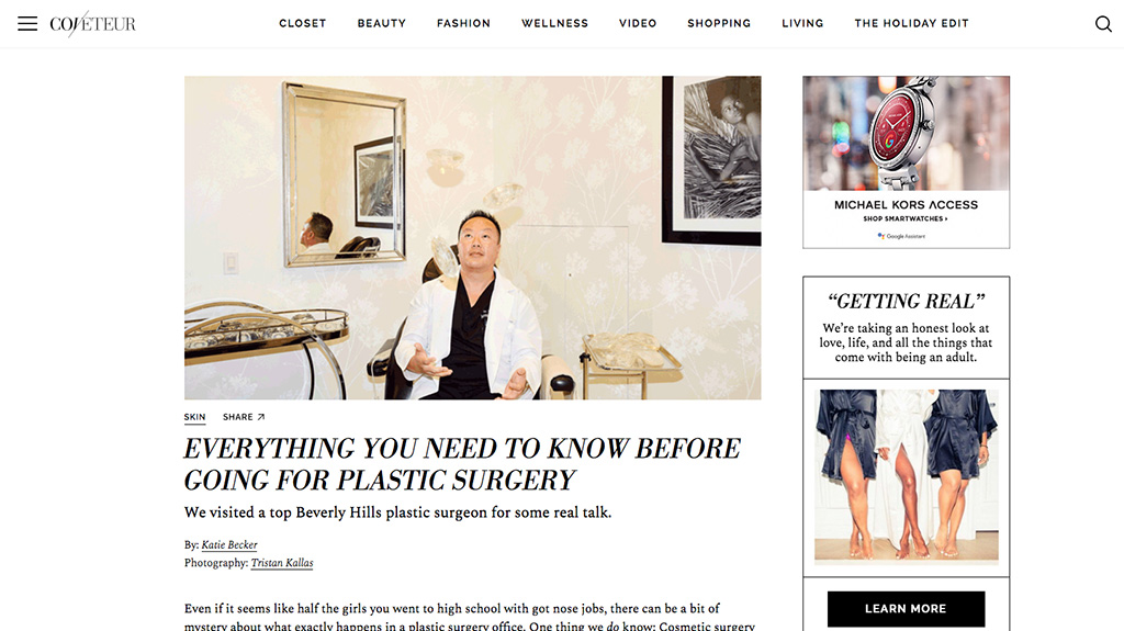 Article: Coveteur –   Everything You Need to Know Before Going for Plastic Surgery