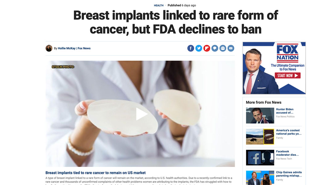 Article: Breast implants linked to rare form of cancer, but FDA declines to ban