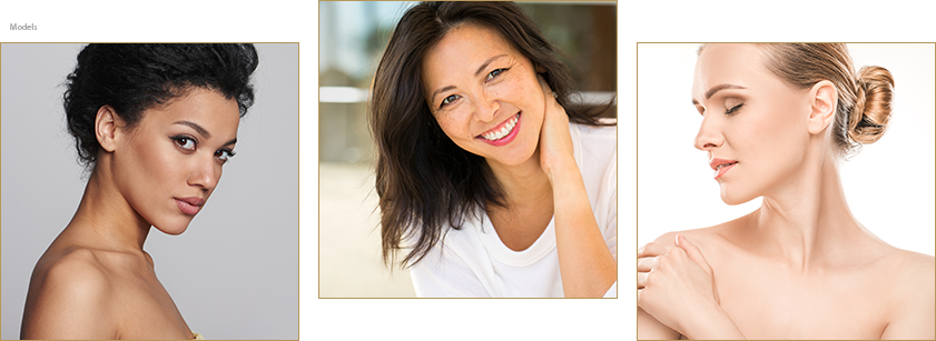 3 headshots of beautiful female models