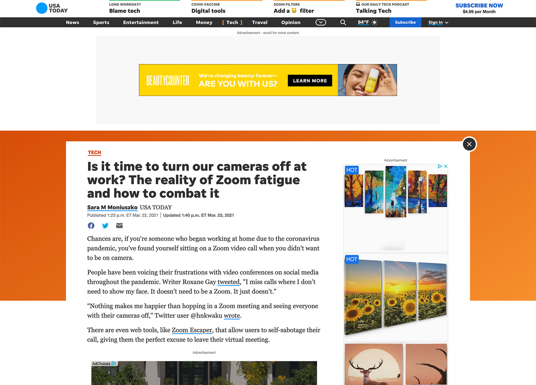 Article: Is it time to turn our cameras off at work? The reality of Zoom fatigue and how to combat it