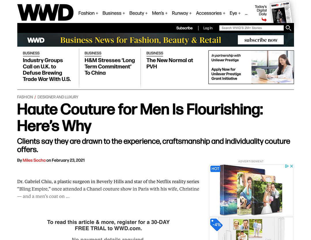 Article: Haute Couture for Men Is Flourishing: Here’s Why