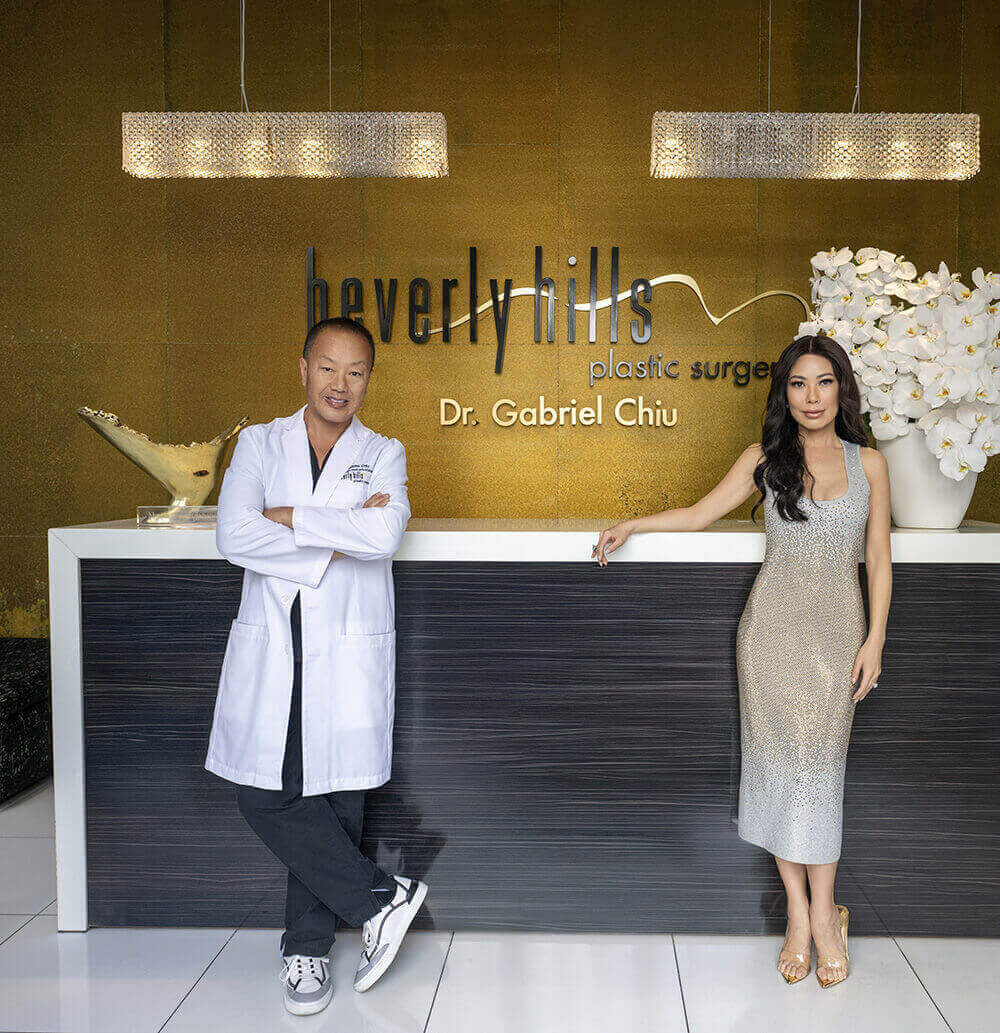Dr. Chiu at the reception desk