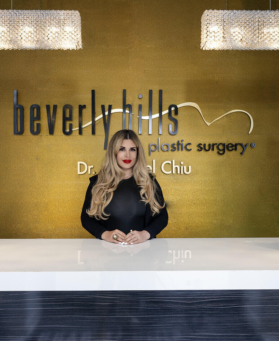 Receptionist at her desk
