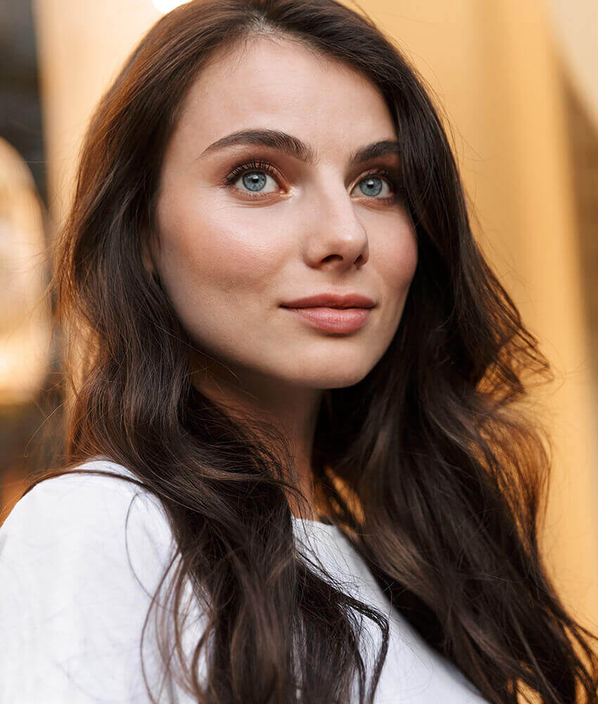 Young woman in white