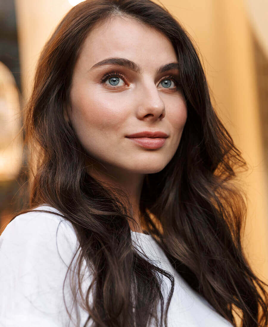 Young woman with wavy hair