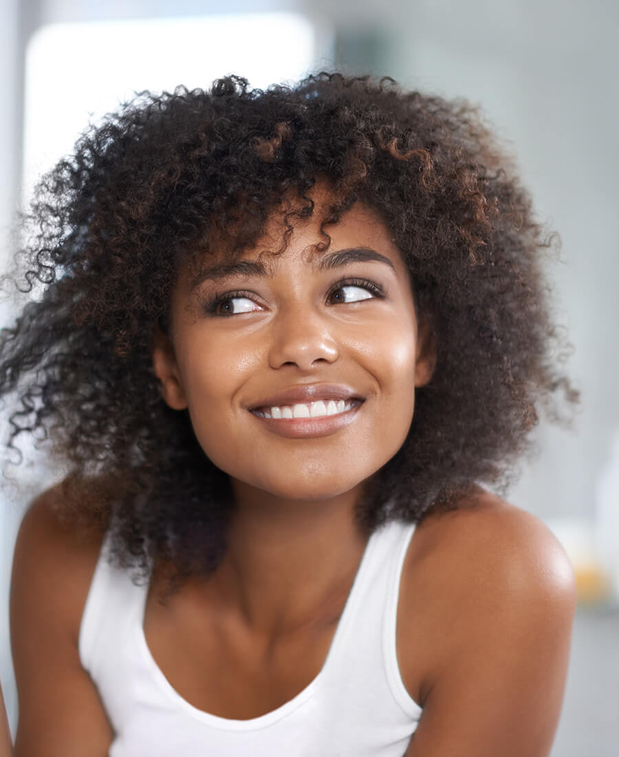 Woman with curly hair