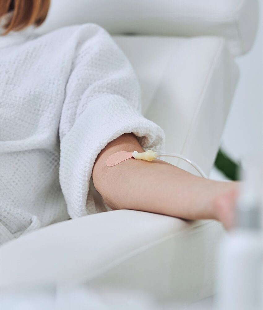 Woman getting an IV injection