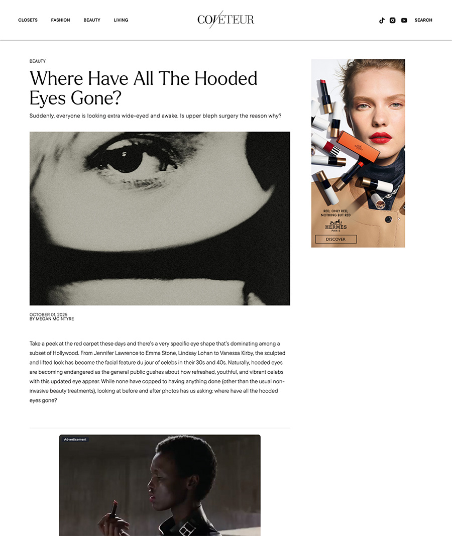 Dr. Gabriel Chiu Coveteur – Where Have All the Hooded Eyes Gone?